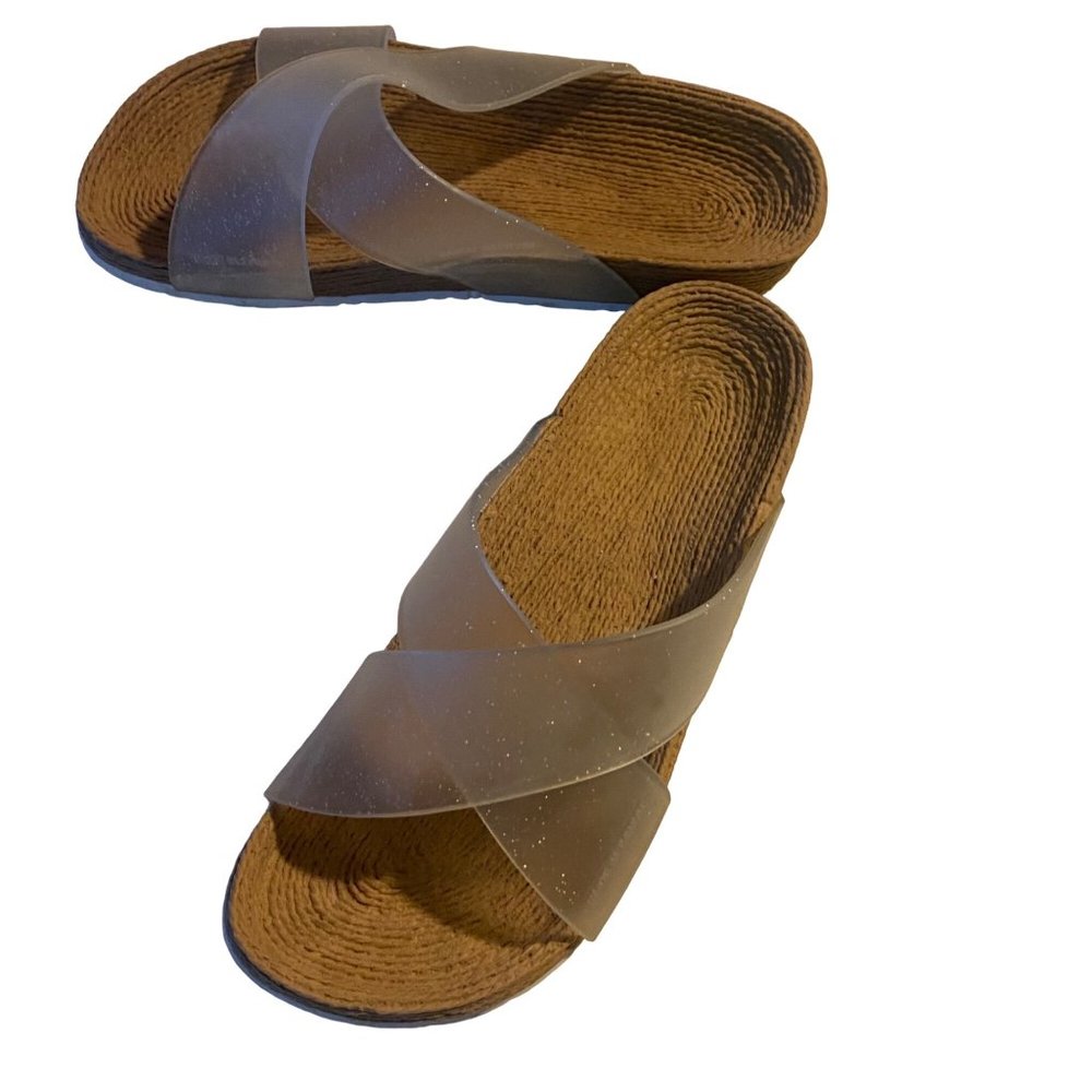 Caray clear glitter slip on sandals size 8